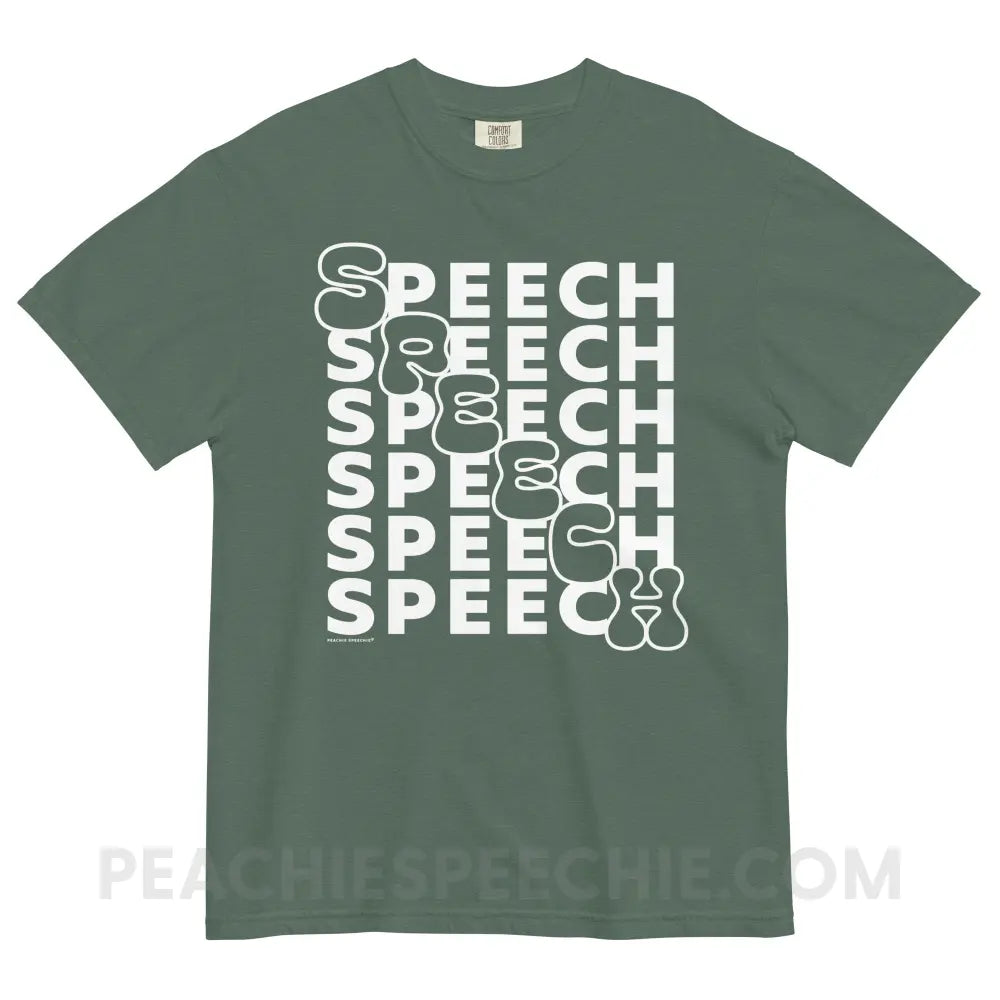 Cascading Speech Comfort Colors Tee - Blue Spruce / S - peachiespeechie.com