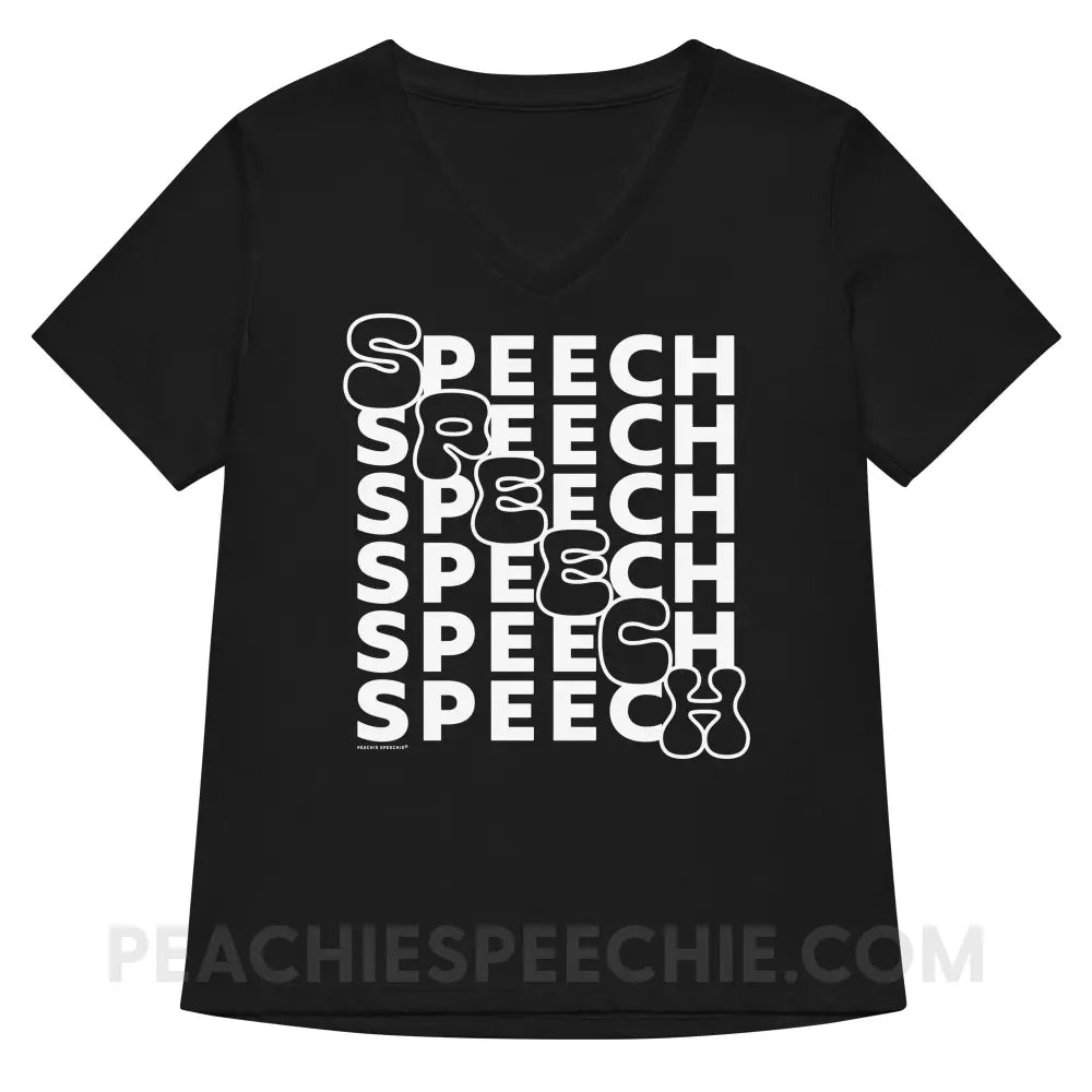 Cascading Speech Premium Women’s V-Neck - Solid Black Blend / S - peachiespeechie.com