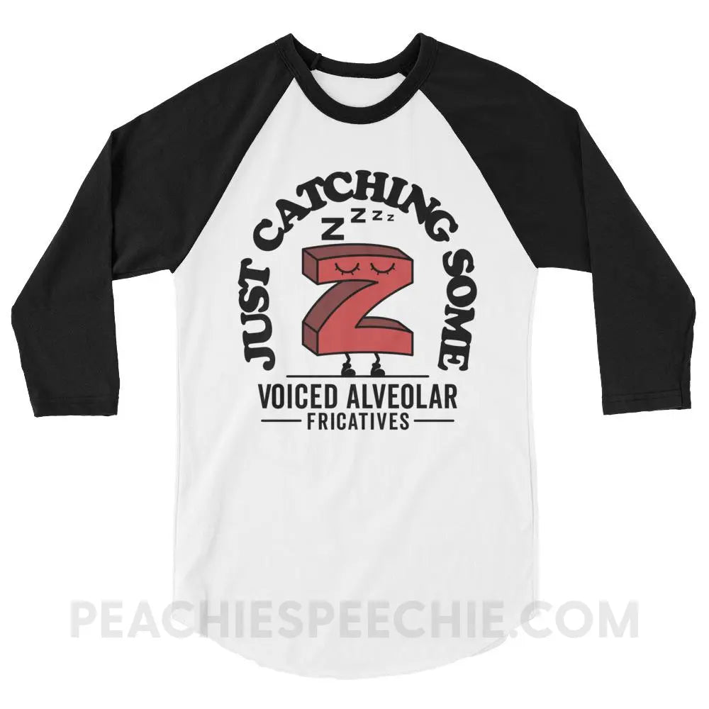 Catching Z’s Baseball Tee - White/Black / XS - T-Shirts & Tops peachiespeechie.com