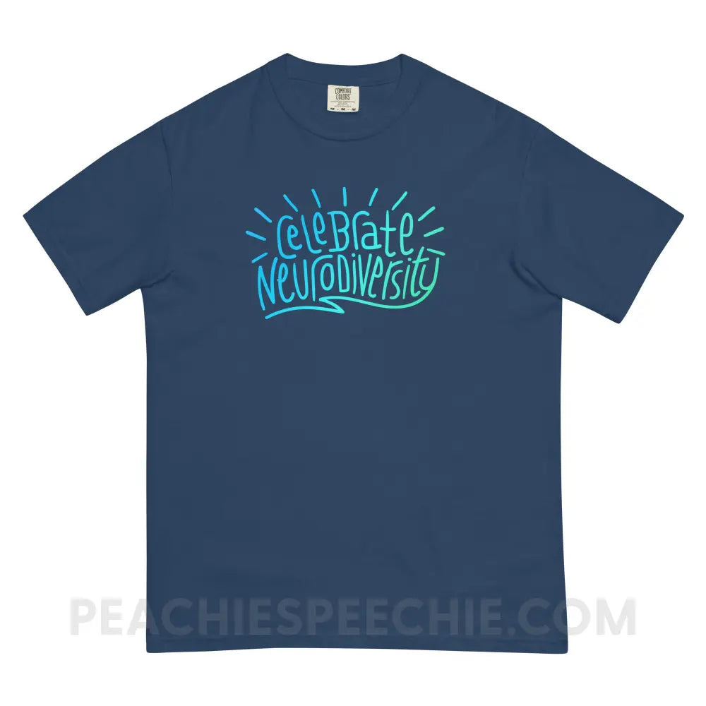 Celebrate Neurodiversity Comfort Colors Tee - True Navy / S - T-Shirt peachiespeechie.com
