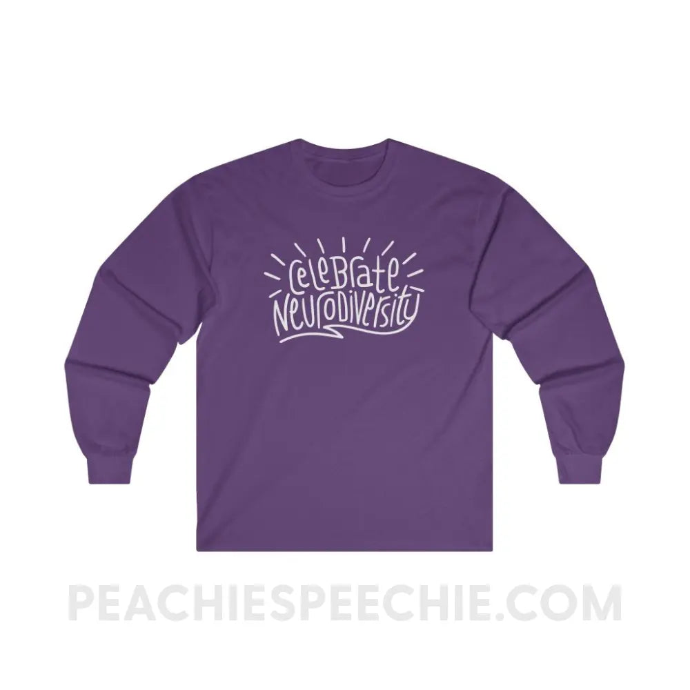 Celebrate Neurodiversity Long Sleeve Tee - Purple / S - Long-sleeve peachiespeechie.com