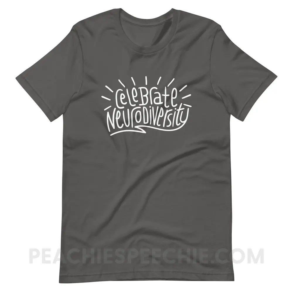 Celebrate Neurodiversity Premium Soft Tee - Asphalt / S - T-Shirt peachiespeechie.com