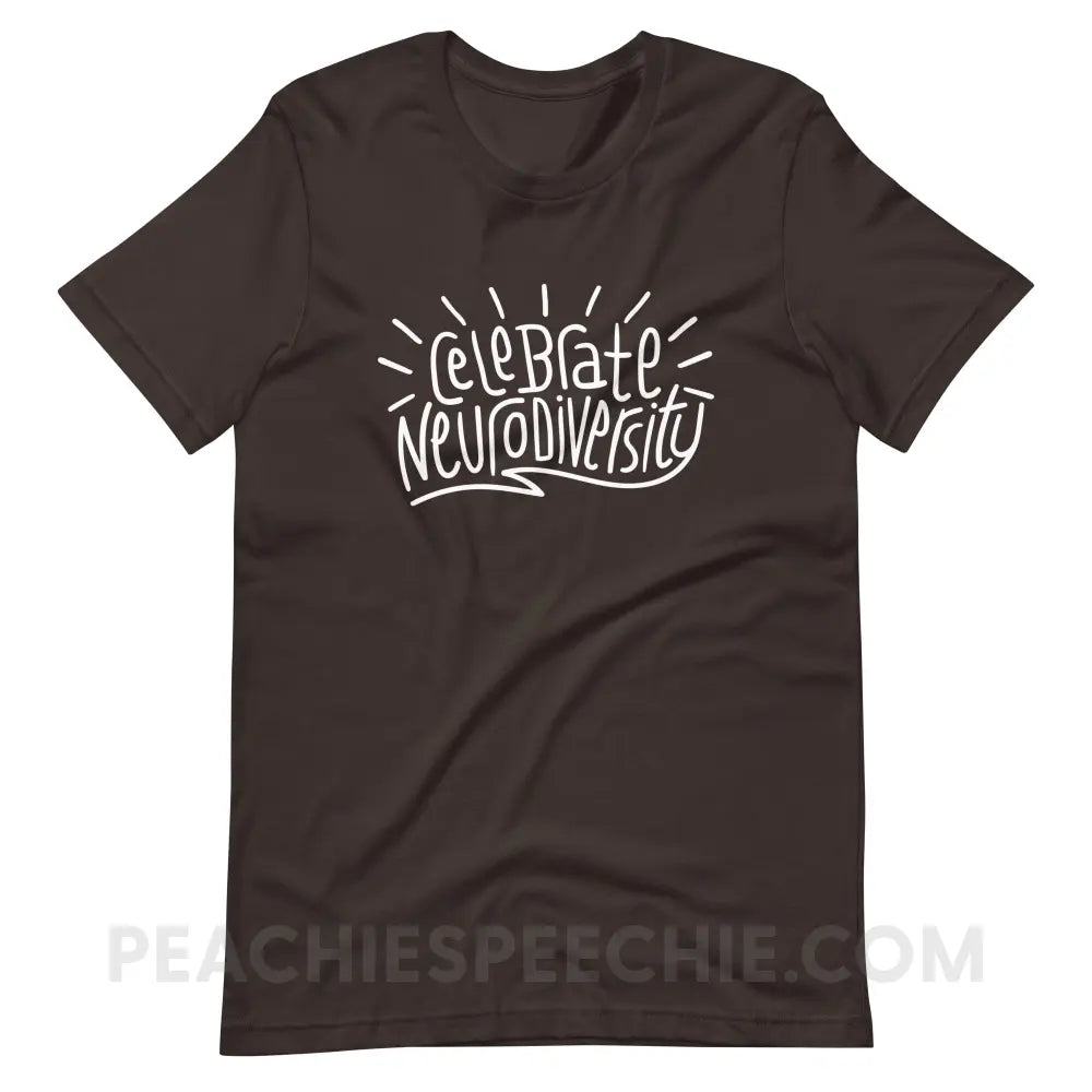 Celebrate Neurodiversity Premium Soft Tee - Brown / S - T-Shirt peachiespeechie.com