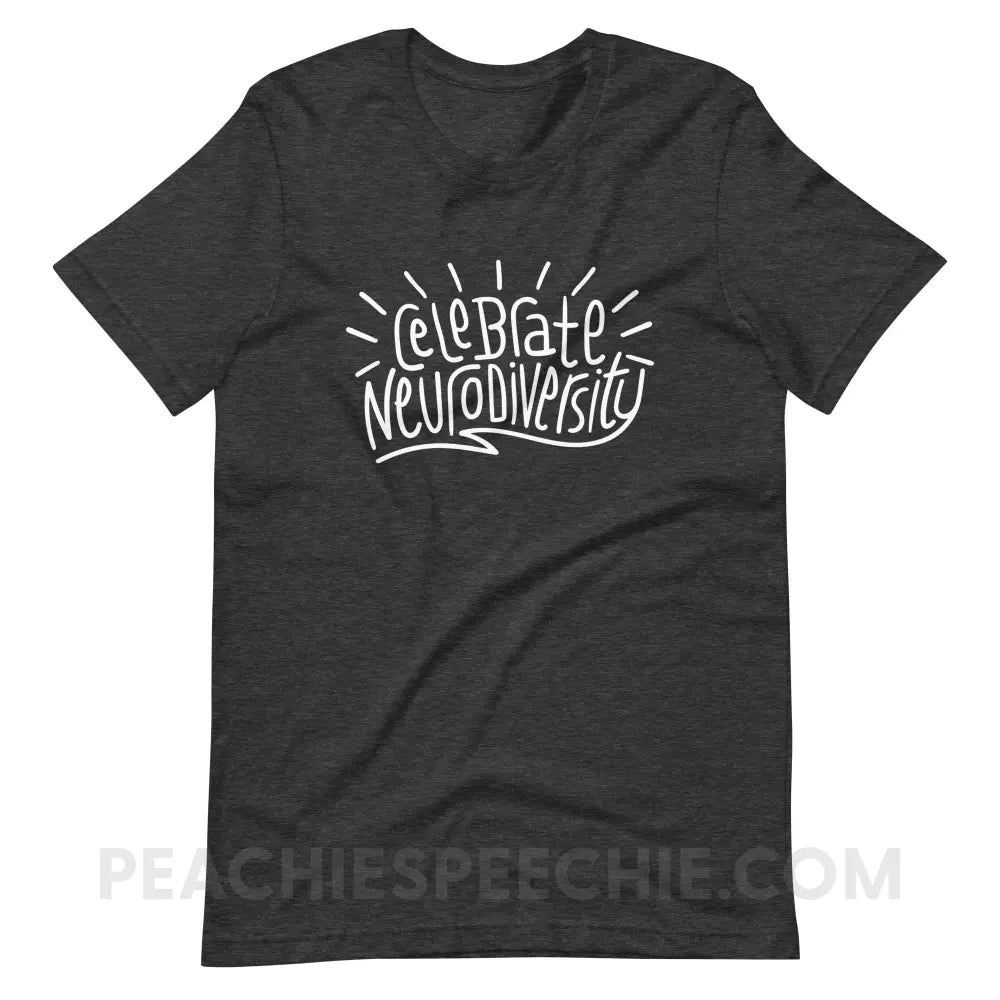 Celebrate Neurodiversity Premium Soft Tee - Dark Grey Heather / S - T-Shirt peachiespeechie.com