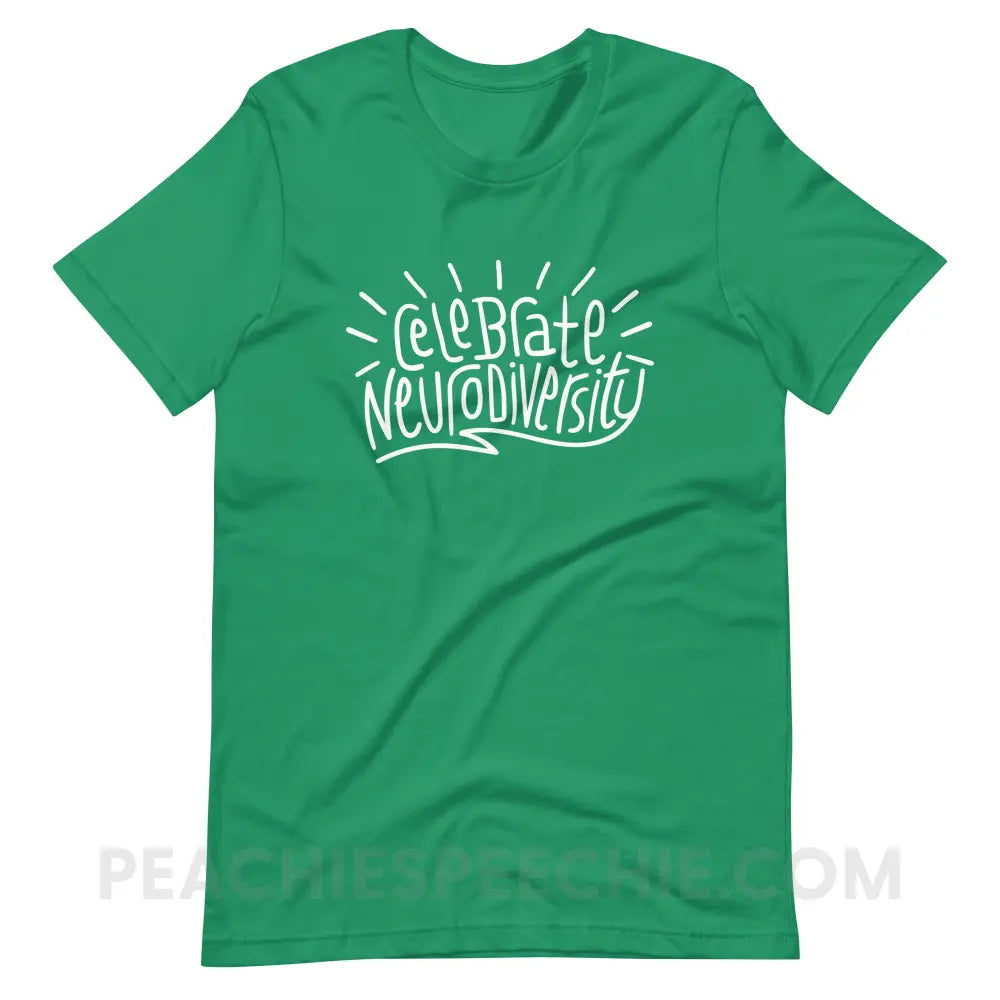 Celebrate Neurodiversity Premium Soft Tee - Kelly / S - T-Shirt peachiespeechie.com