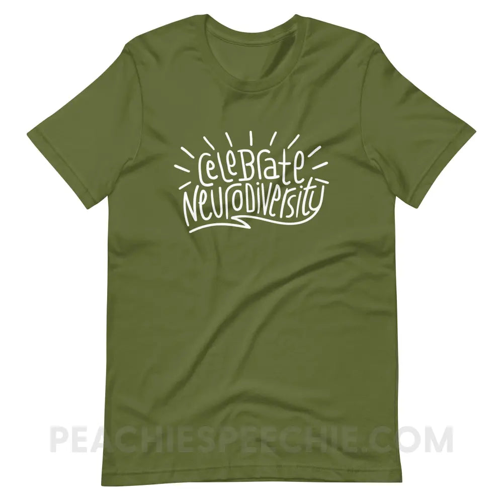 Celebrate Neurodiversity Premium Soft Tee - Olive / S - T-Shirt peachiespeechie.com