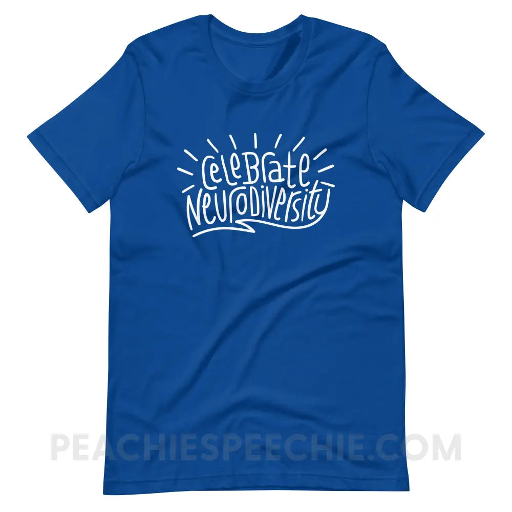 Celebrate Neurodiversity Premium Soft Tee - True Royal / S - T-Shirt peachiespeechie.com