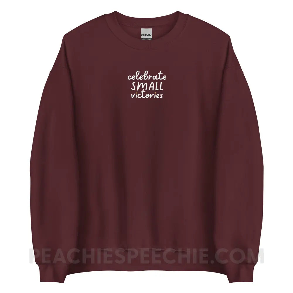 Celebrate Small Victories Classic Sweatshirt - Maroon / S - peachiespeechie.com