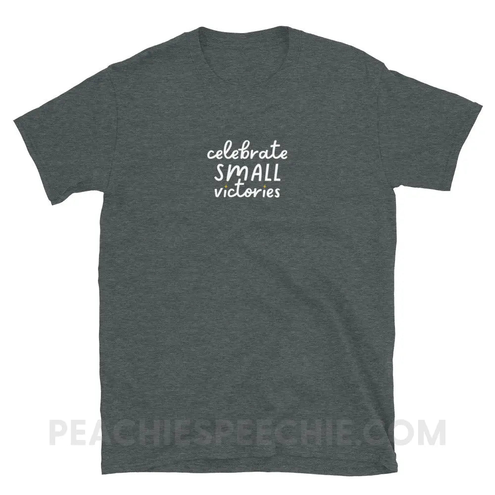 Celebrate Small Victories Classic Tee - Dark Heather / S - T-Shirt peachiespeechie.com