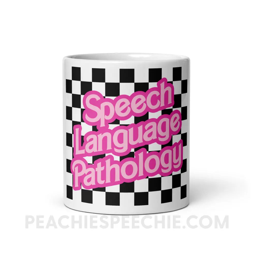 90s Checkerboard Speech Language Pathology Coffee Mug - 11oz - peachiespeechie.com