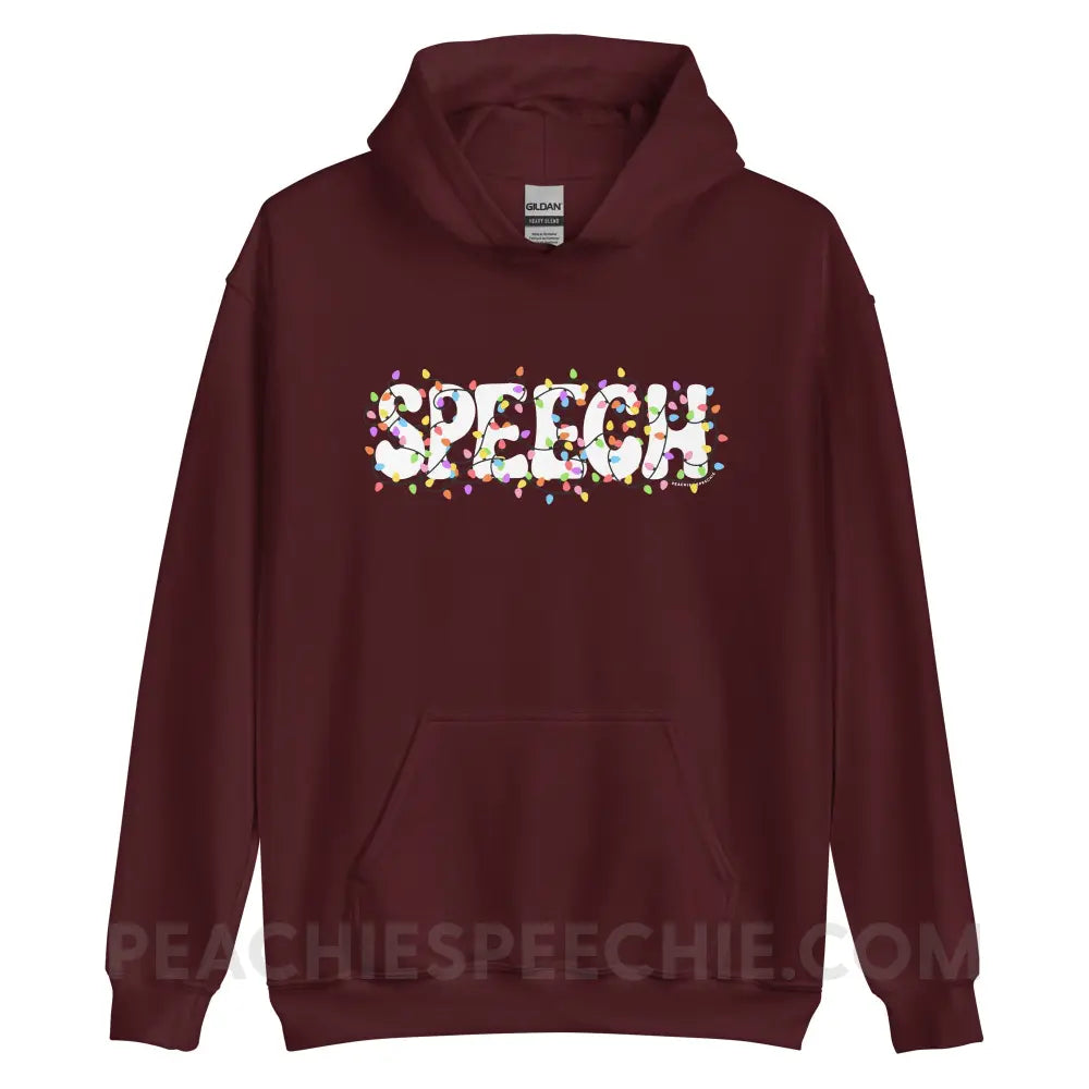 Christmas Lights Speech Classic Hoodie - Maroon / S - peachiespeechie.com