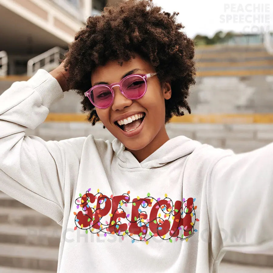 Christmas Lights Speech Classic Hoodie - peachiespeechie.com