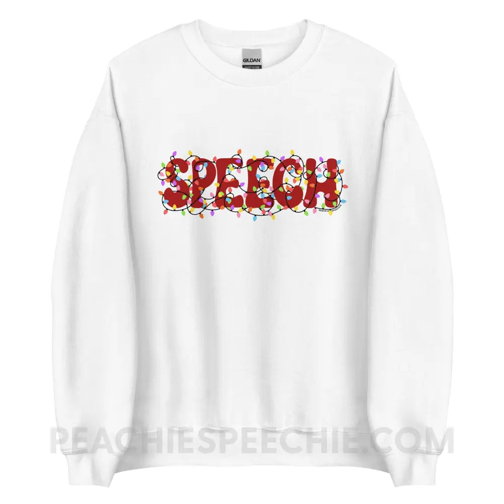 Christmas Lights Speech Classic Sweatshirt - White / S - peachiespeechie.com