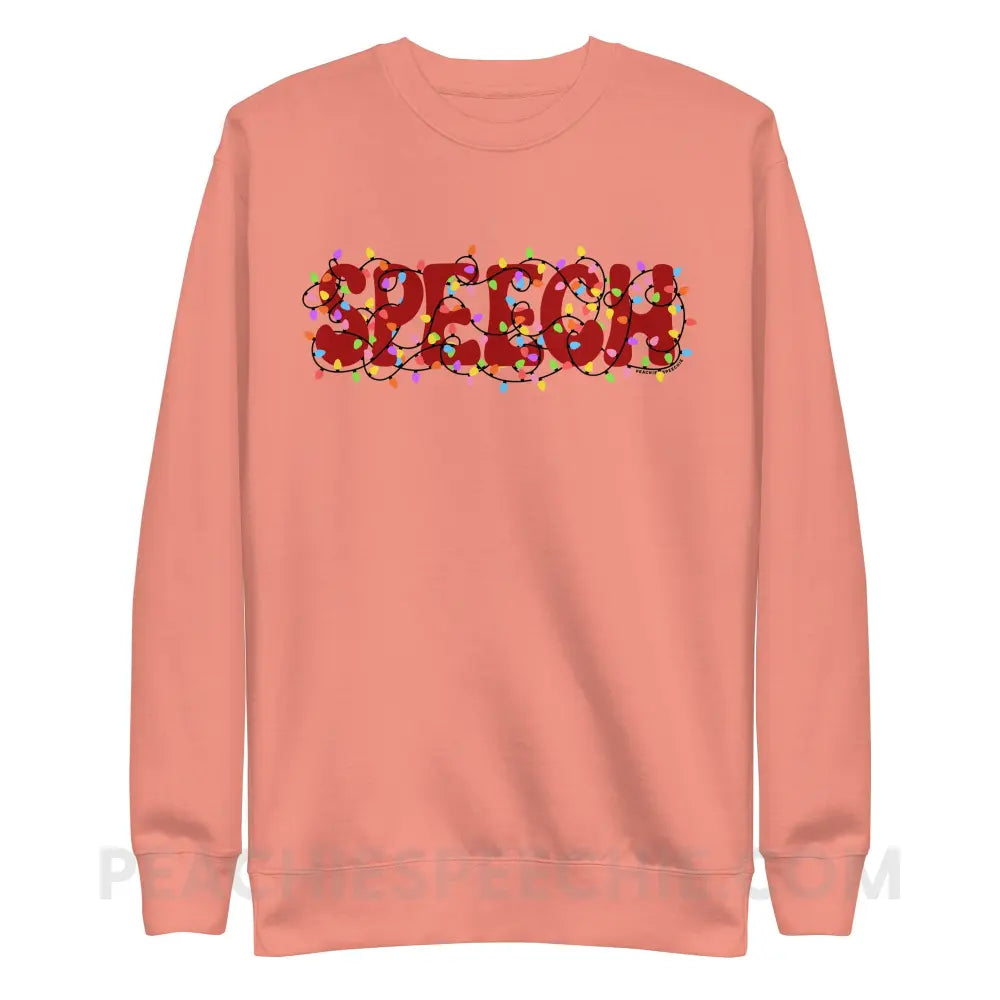 Christmas Lights Speech Fave Crewneck - Dusty Rose / S - peachiespeechie.com