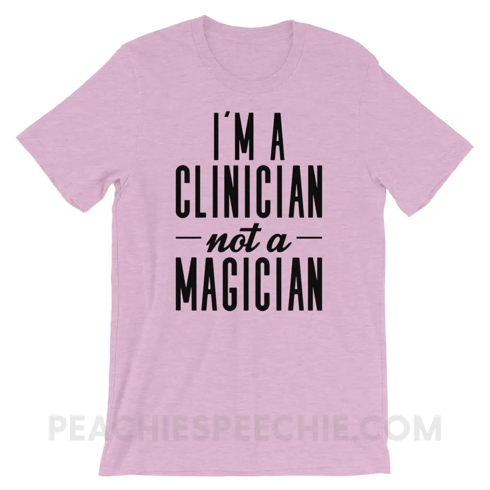 Clinician Not A Magician Premium Soft Tee - Heather Prism Lilac / XS - T-Shirts & Tops peachiespeechie.com