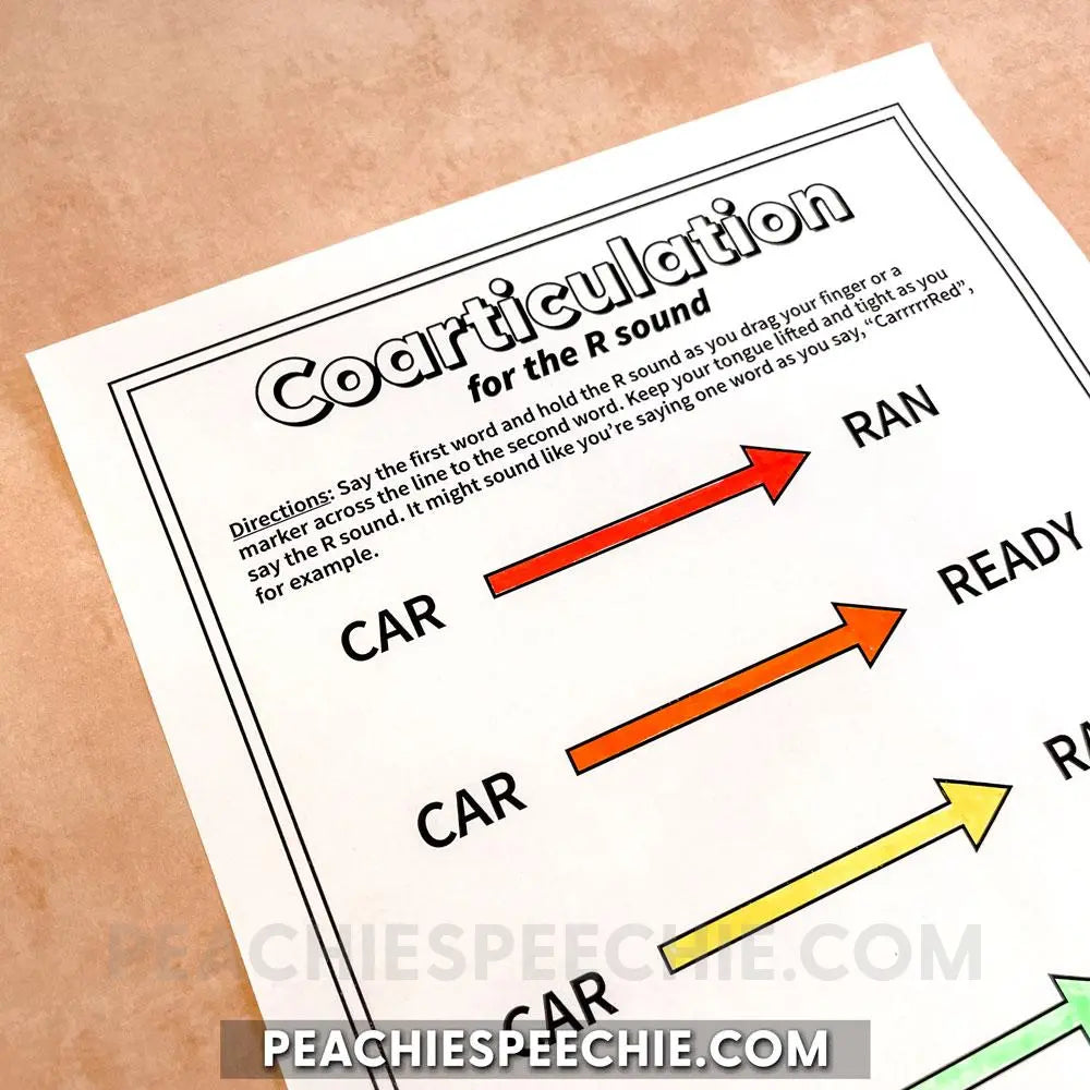 Coarticulation for the R Sound - Materials peachiespeechie.com