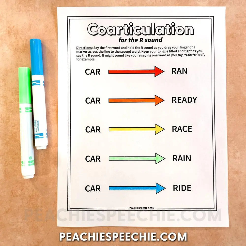Coarticulation for the R Sound - Materials peachiespeechie.com