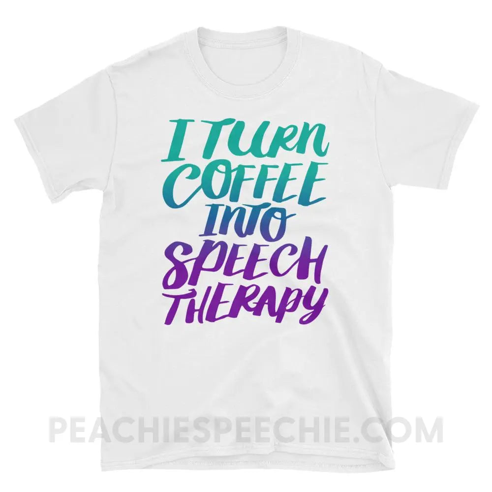 Coffee Into Speech Classic Tee - White / S - T-Shirts & Tops peachiespeechie.com