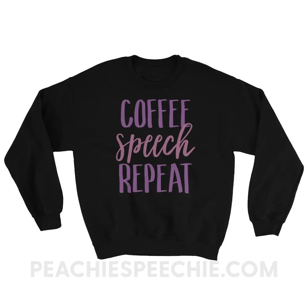 Coffee Speech Repeat Classic Sweatshirt - Black / S - Hoodies & Sweatshirts peachiespeechie.com