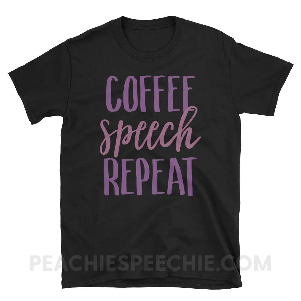 Coffee Speech Repeat Classic Tee - Black / S - T-Shirts & Tops peachiespeechie.com