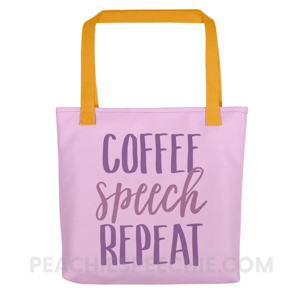 Coffee Speech Repeat Tote Bag - Yellow - Bags peachiespeechie.com