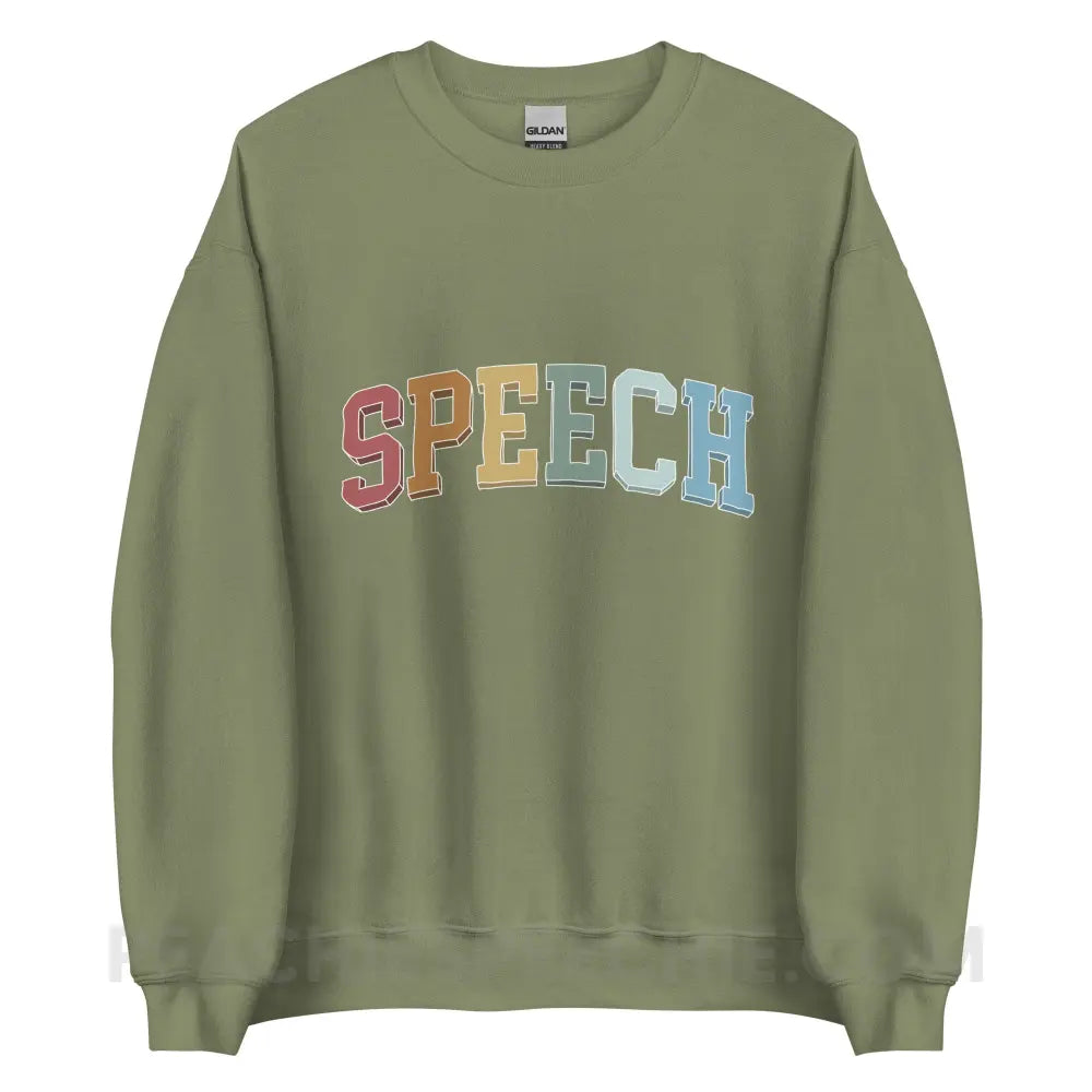 College Style Speech Classic Sweatshirt - Military Green / S - peachiespeechie.com