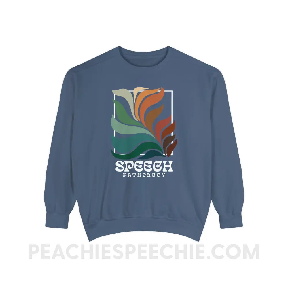 Colorful Bloom Speech Pathology Comfort Colors Crewneck - Denim / S - Sweatshirt peachiespeechie.com
