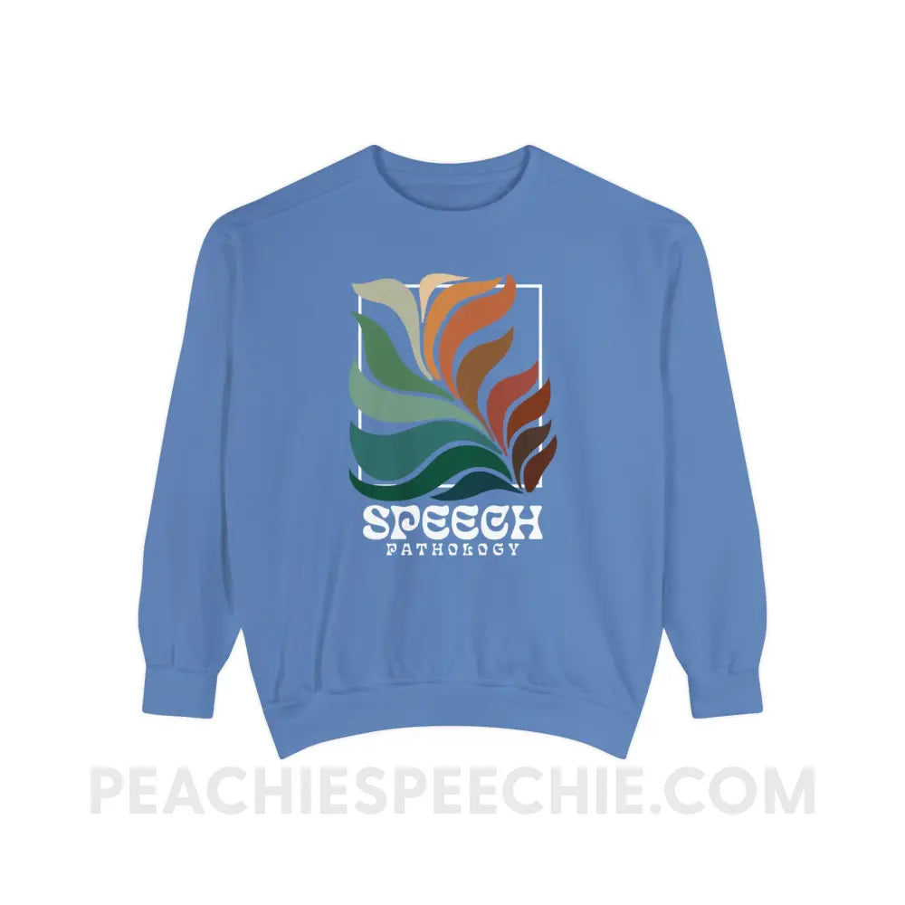 Colorful Bloom Speech Pathology Comfort Colors Crewneck - Flo Blue / S - Sweatshirt peachiespeechie.com