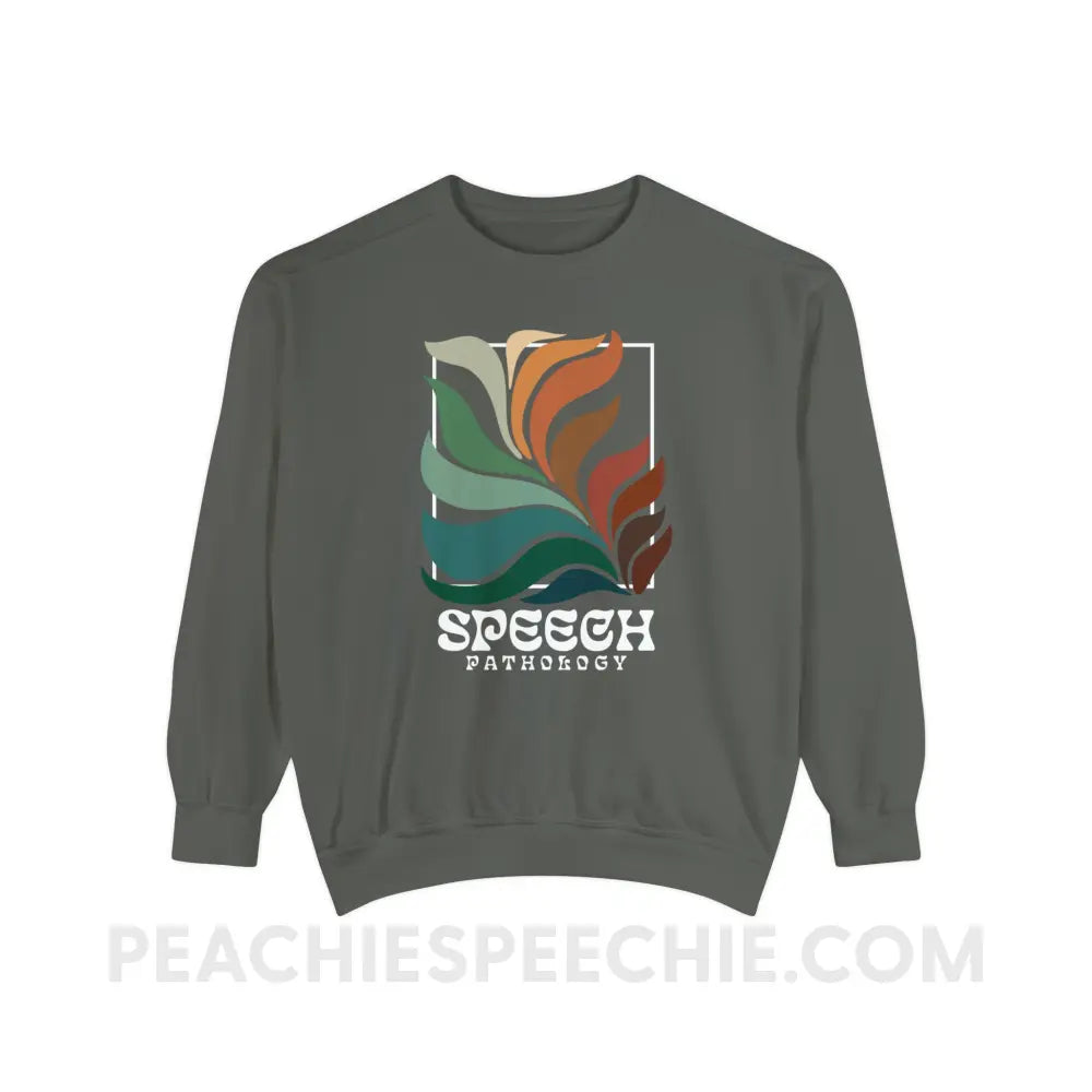 Colorful Bloom Speech Pathology Comfort Colors Crewneck - Pepper / S - Sweatshirt peachiespeechie.com
