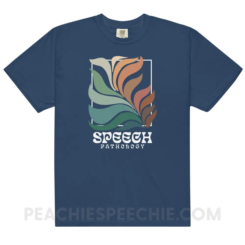 Colorful Bloom Speech Pathology Comfort Colors Tee - True Navy / S - peachiespeechie.com