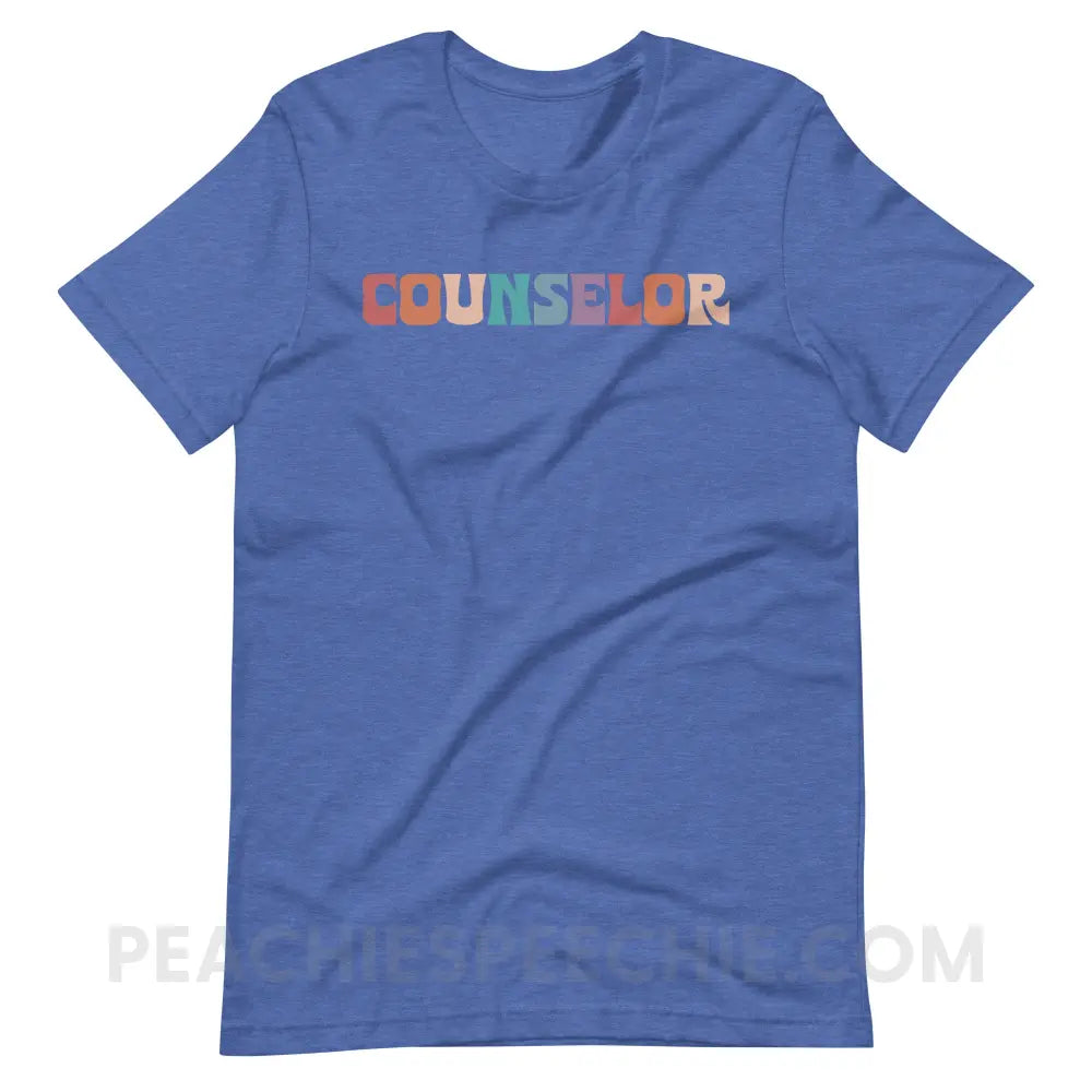 Colorful Counselor Premium Soft Tee - Heather True Royal / S - T-Shirt peachiespeechie.com