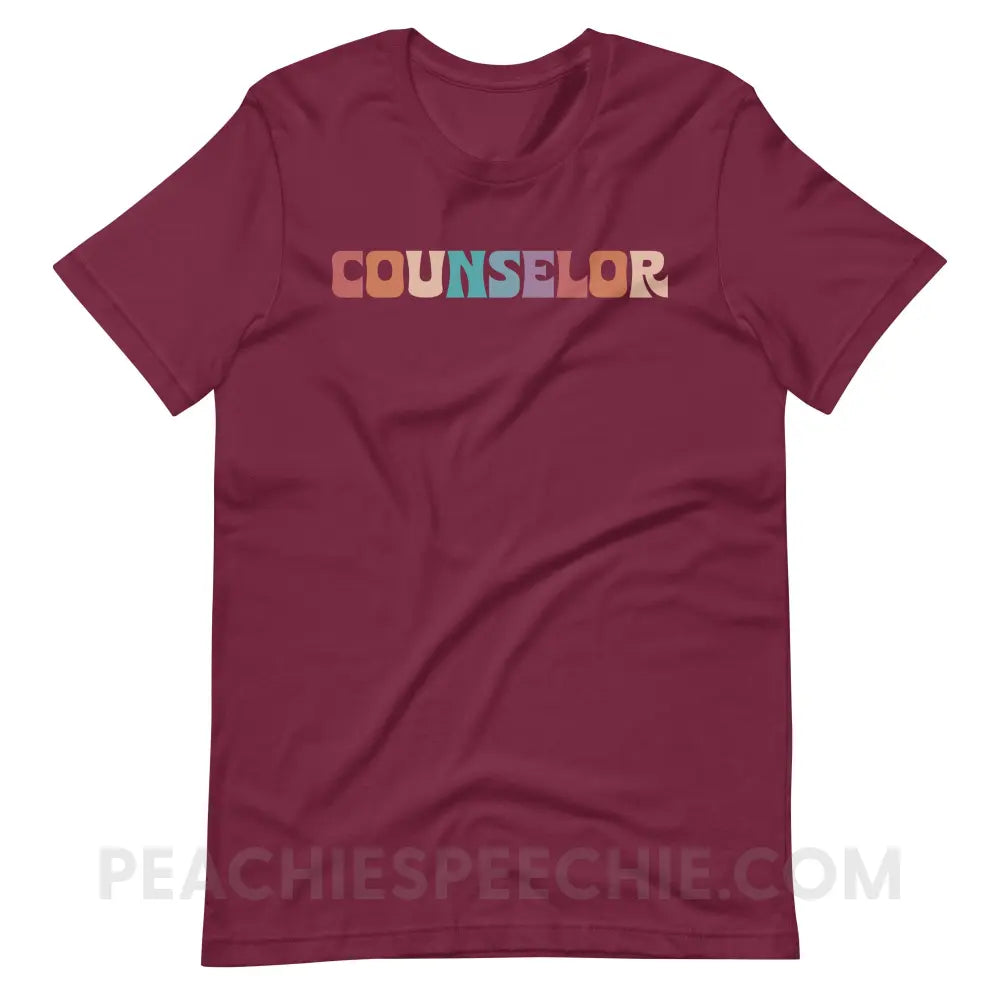 Colorful Counselor Premium Soft Tee - Maroon / S - T-Shirt peachiespeechie.com