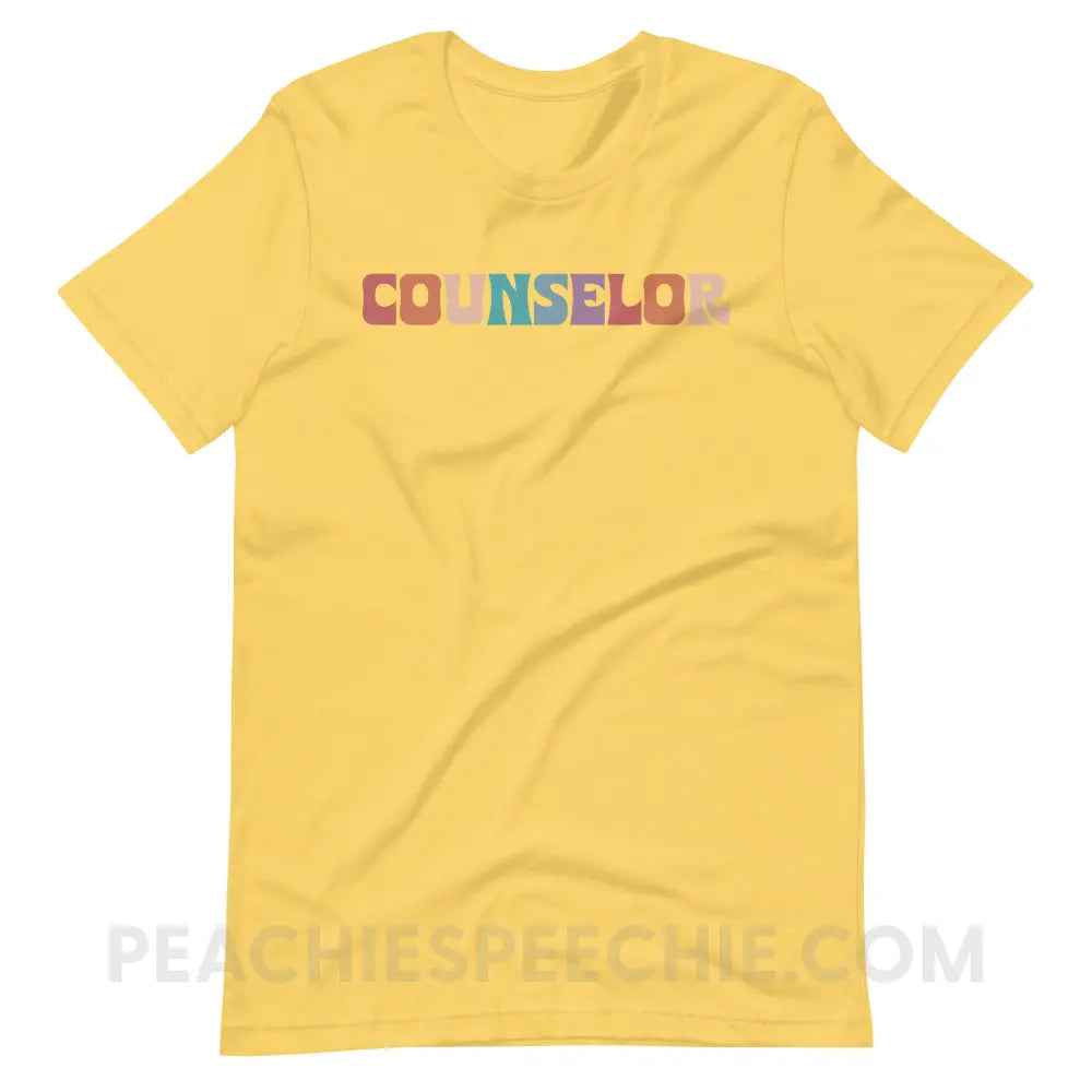 Colorful Counselor Premium Soft Tee - Yellow / S - T-Shirt peachiespeechie.com