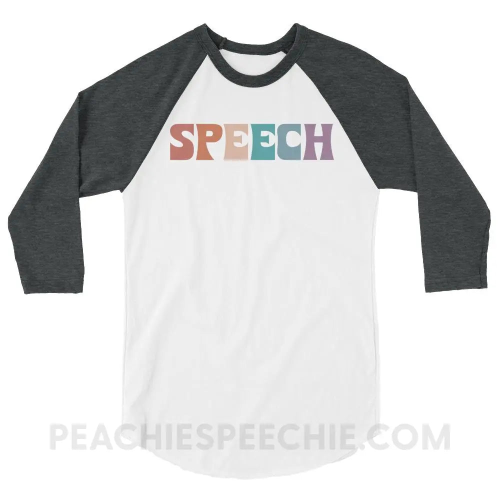 Colorful Speech Baseball Tee - White/Heather Charcoal / XS - T-Shirts & Tops peachiespeechie.com