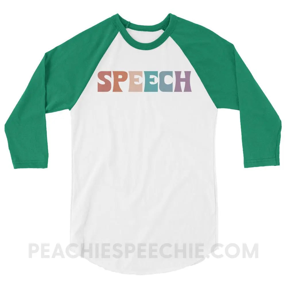Colorful Speech Baseball Tee - White/Kelly / XS - T-Shirts & Tops peachiespeechie.com