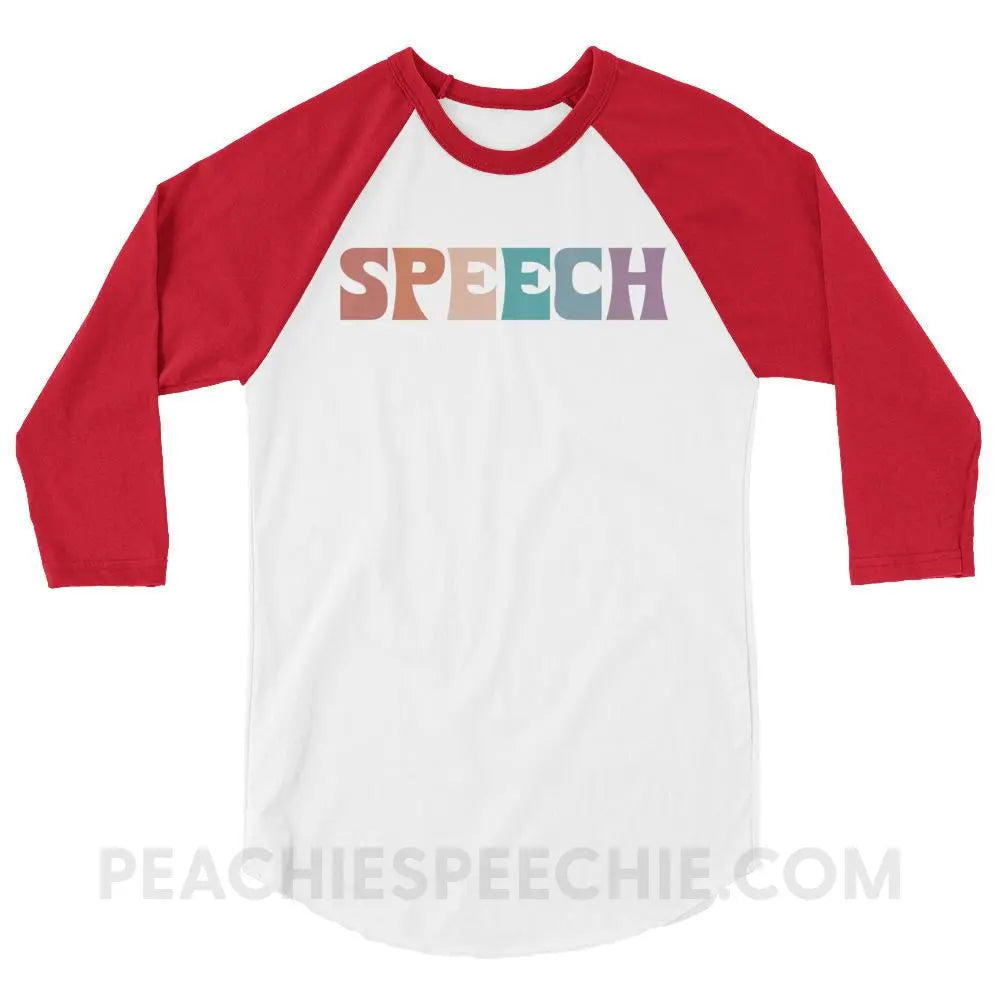 Colorful Speech Baseball Tee - White/Red / XS - T-Shirts & Tops peachiespeechie.com