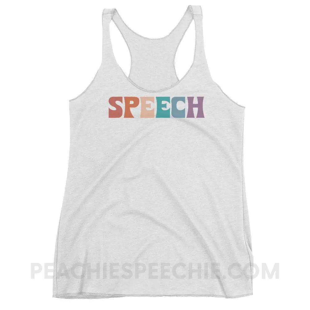 Colorful Speech Tri-Blend Racerback - Heather White / XS - Tank Tops peachiespeechie.com