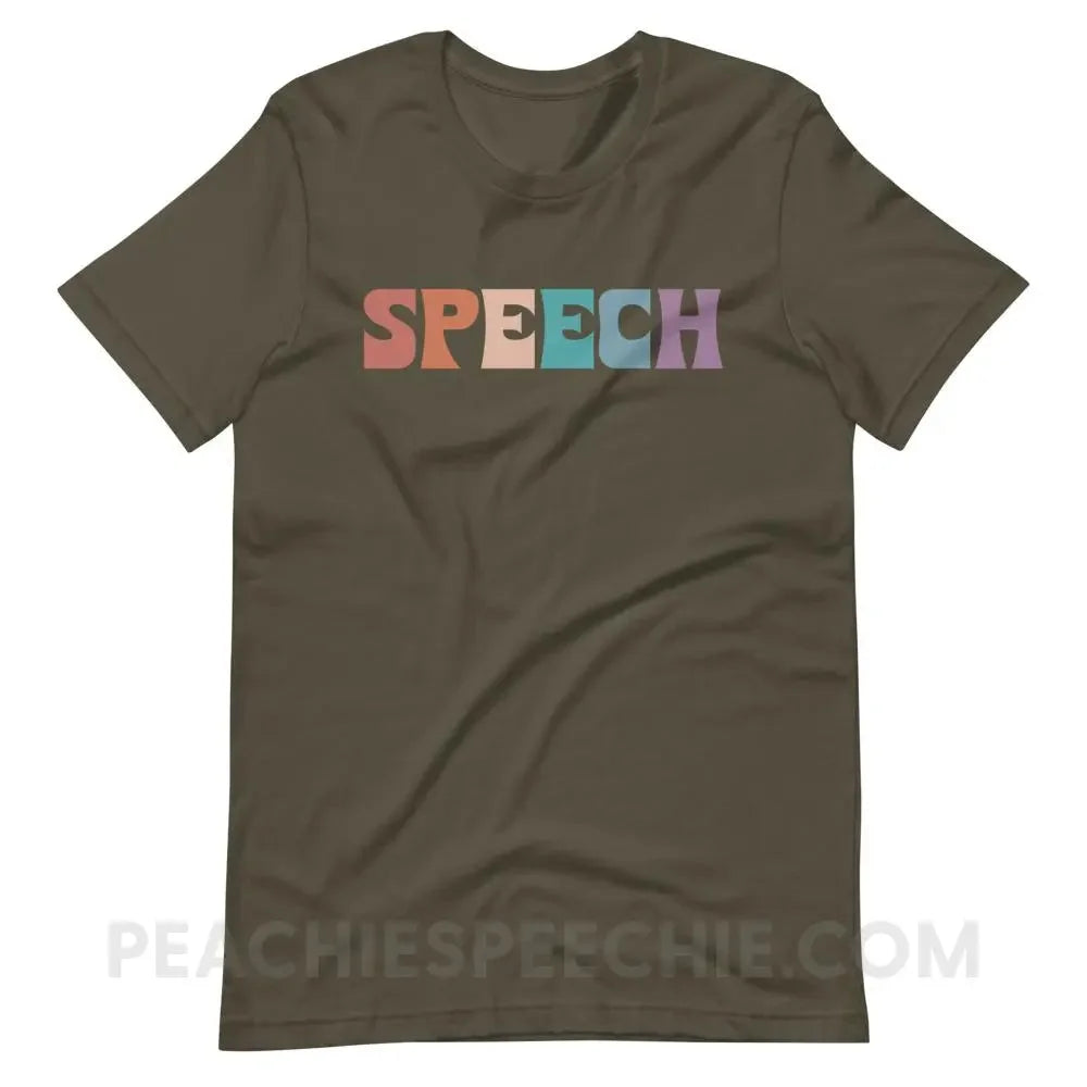 Colorful Speech Premium Soft Tee - Army / S - T-Shirts & Tops peachiespeechie.com