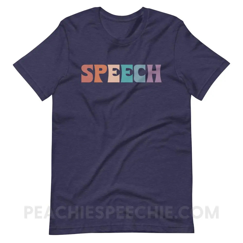 Colorful Speech Premium Soft Tee - Heather Midnight Navy / XS - T-Shirts & Tops peachiespeechie.com