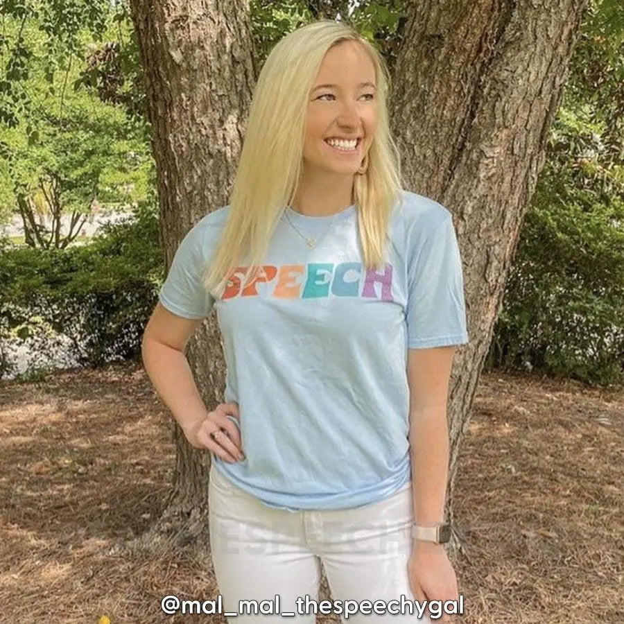 Colorful Speech Premium Soft Tee - Heather Prism Ice Blue / XS - T-Shirts & Tops peachiespeechie.com