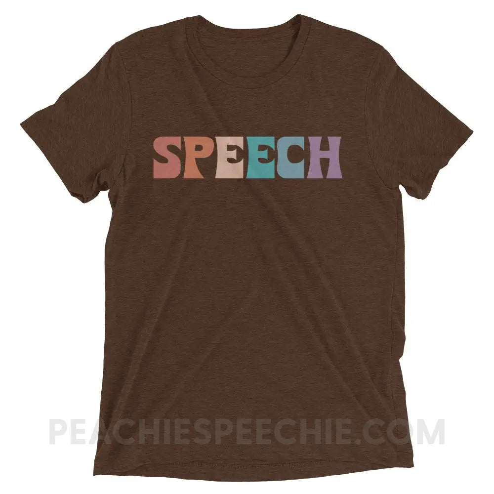 Colorful Speech Tri-Blend Tee - Brown Triblend / XS - T-Shirts & Tops peachiespeechie.com
