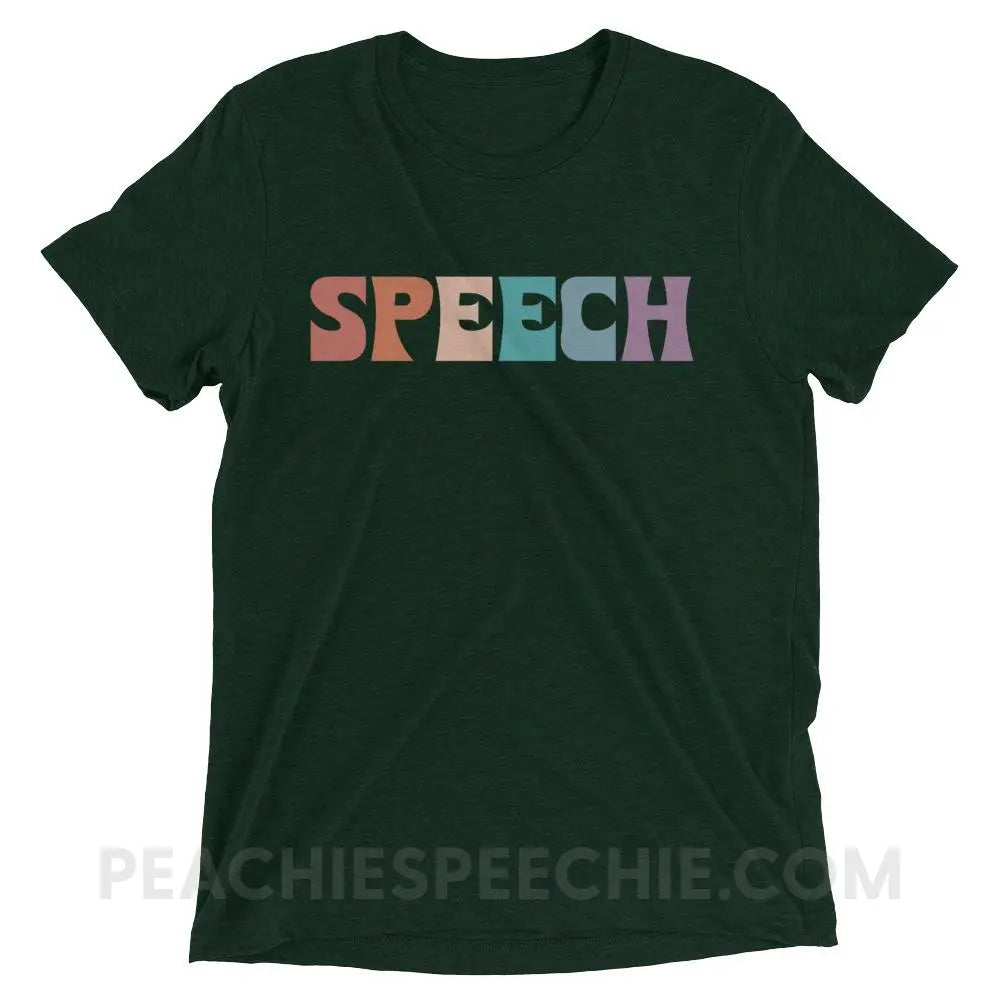 Colorful Speech Tri-Blend Tee - Emerald Triblend / XS - T-Shirts & Tops peachiespeechie.com