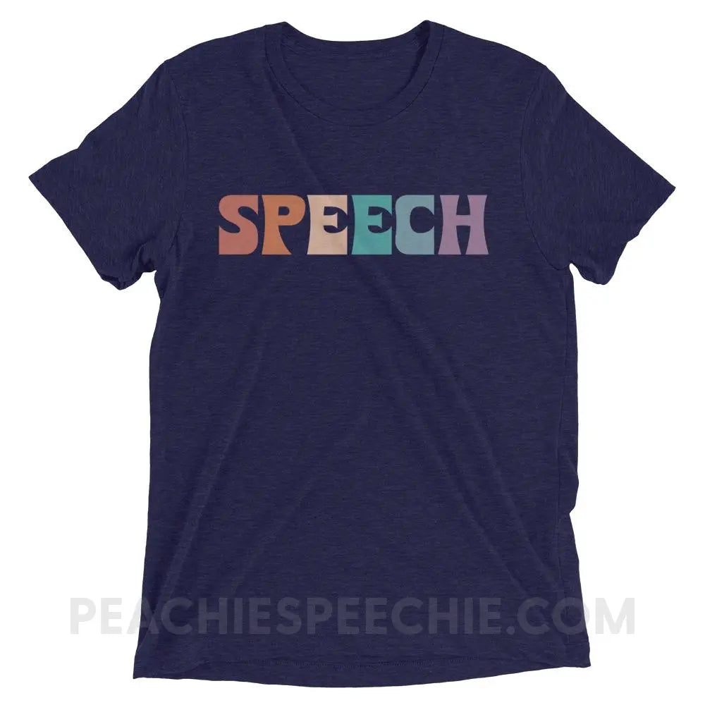 Colorful Speech Tri-Blend Tee - Navy Triblend / XS - T-Shirts & Tops peachiespeechie.com
