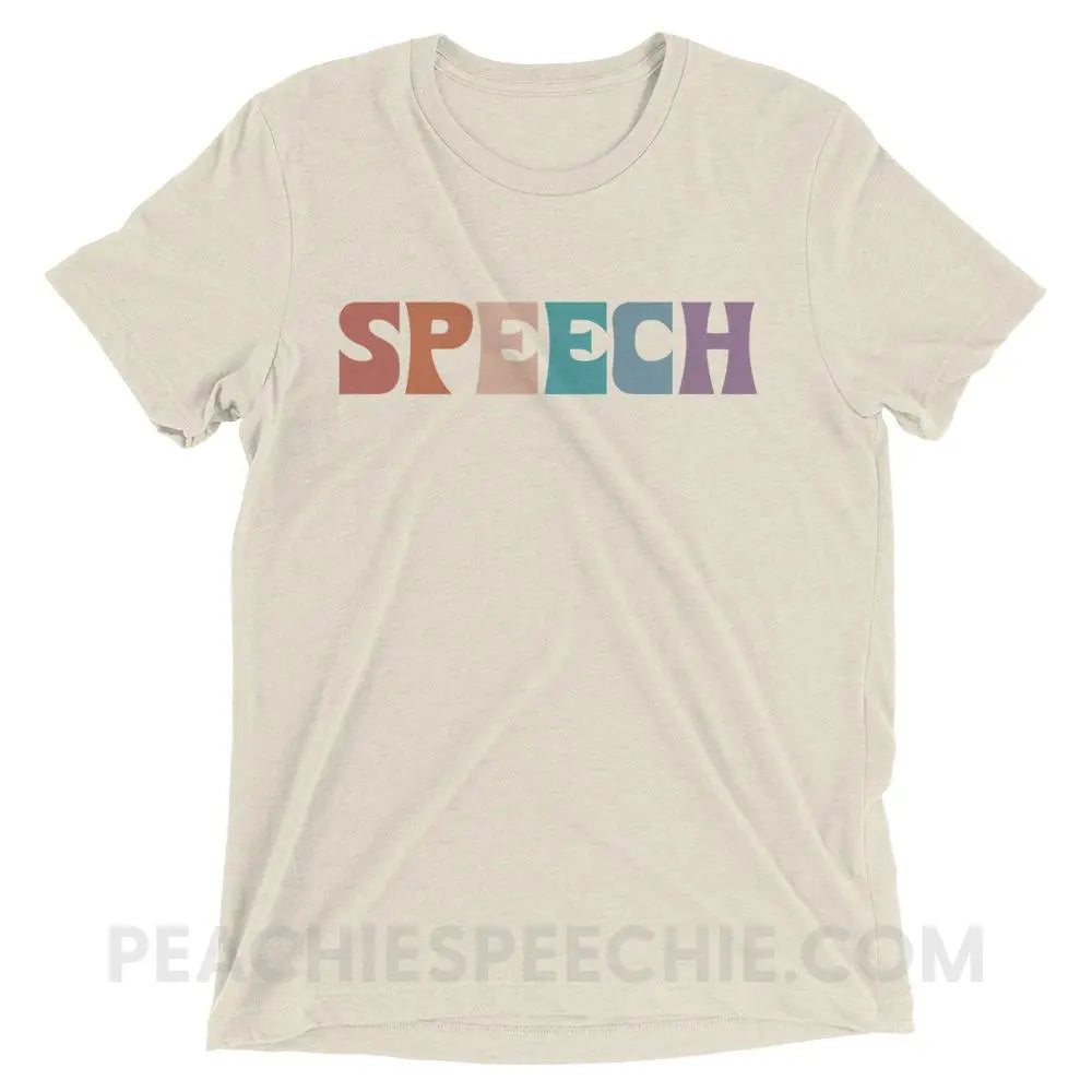 Colorful Speech Tri-Blend Tee - Oatmeal Triblend / XS - T-Shirts & Tops peachiespeechie.com
