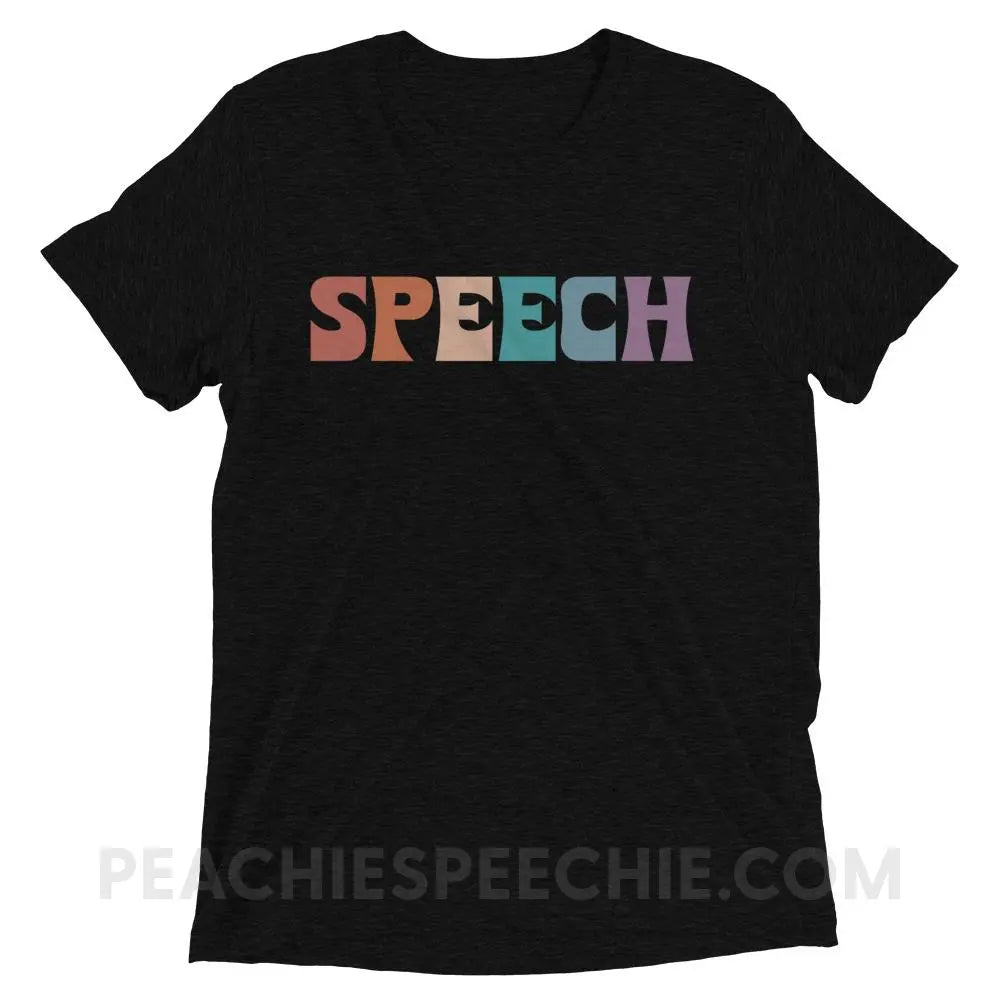 Colorful Speech Tri-Blend Tee - Solid Black Triblend / XS - T-Shirts & Tops peachiespeechie.com