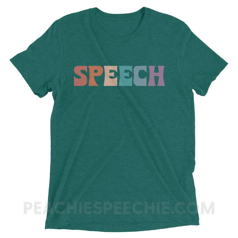 Colorful Speech Tri-Blend Tee - Teal Triblend / XS - T-Shirts & Tops peachiespeechie.com