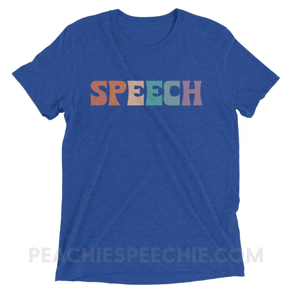 Colorful Speech Tri-Blend Tee - True Royal Triblend / XS - T-Shirts & Tops peachiespeechie.com