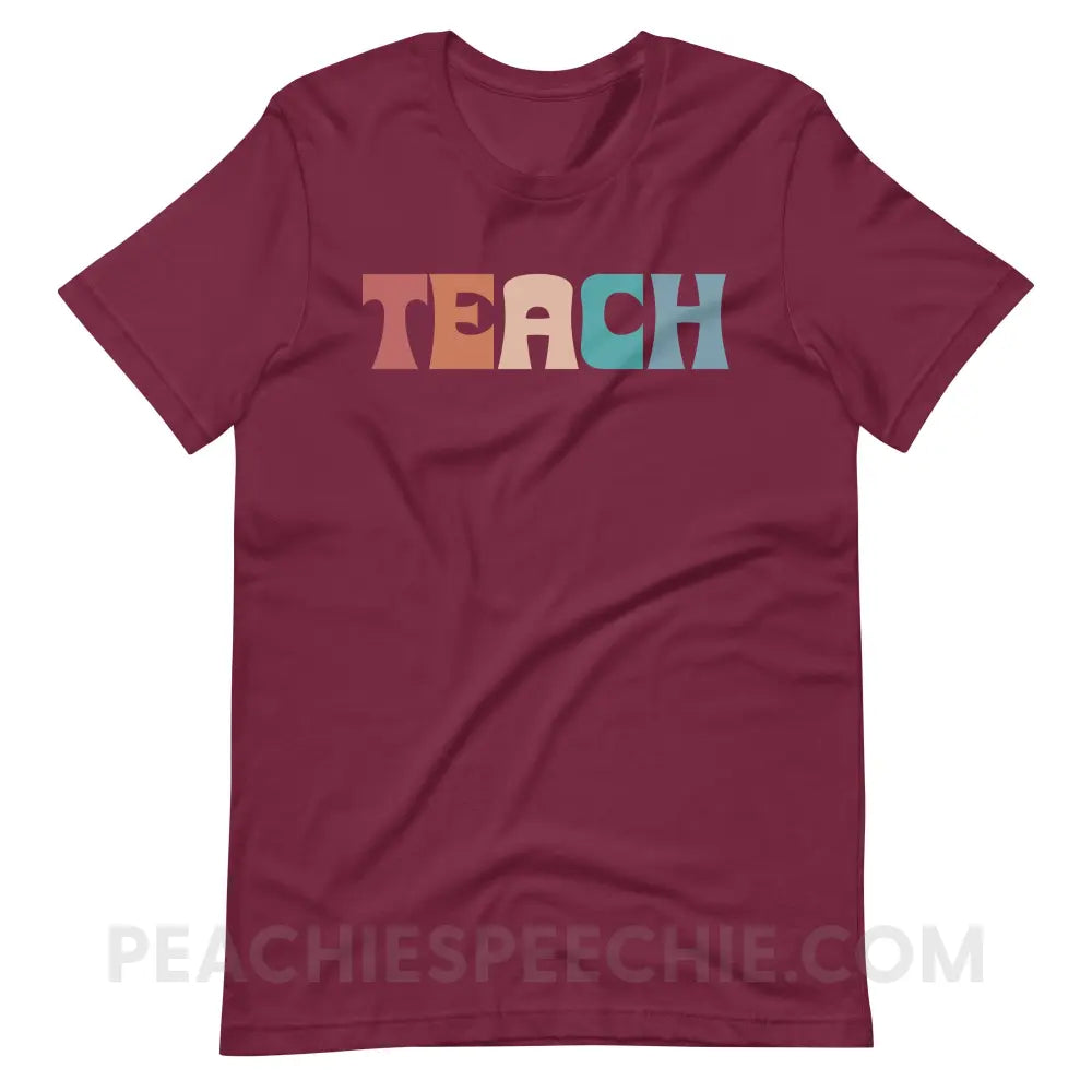 Colorful Teach Premium Soft Tee - Maroon / S - T-Shirt peachiespeechie.com