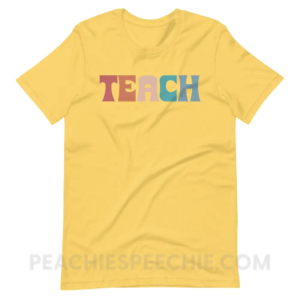 Colorful Teach Premium Soft Tee - Yellow / S - T-Shirt peachiespeechie.com
