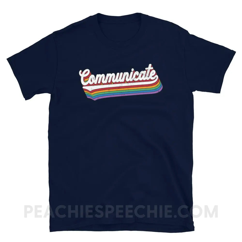 Communicate Classic Tee - Navy / S - T-Shirts & Tops peachiespeechie.com